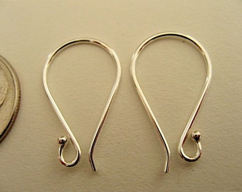 3 Pair Bali Sterling 1 Dot Wire Earwires 21mm
