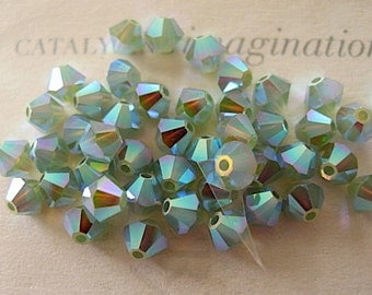 24 Pacific Opal AB2X Swarovski Crystal Beads Bicone 5328 4mm