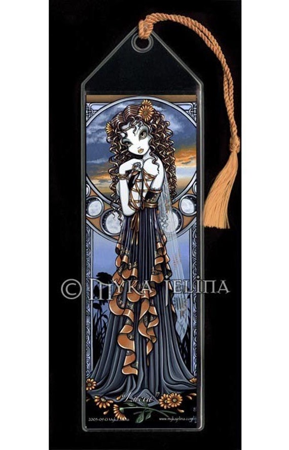 gothic flower moon phase fairy bookmark art print lucia by