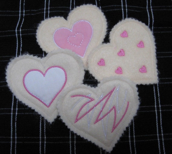 Items similar to Felt Play Food Heart Cookies Machine Embroidery