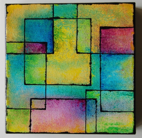 Items similar to Spring Pastel Geometric Abstract 8x8 ...