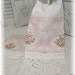 Cottage Guest towels Vintage cameo Pink roses with doily hems PAIR