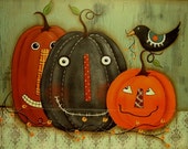 Primitive Fall Halloween E Pattern Pumpkin Pals Terrye French Autumn Instant Download