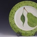 Round Polka Dot & Pear Platter - Pear Medium Round Rim Platter - Handpainted Green Ceramic Pottery Serving Home Chef Gifts P-120W