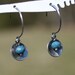 Silver Disc Earrings, Small Disc Earrings, Peacock Blue Earrings, Small Blue Earrings, Sterling Silver Earrings by Maggie McMane Designs