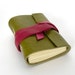 Tiny Chunky Handmade Leather Journal in Raspberry and Lime