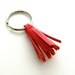 Handmade Red Leather Key Ring in Strawberry, A Preppy Leather Tassel Keychain in Kidskin