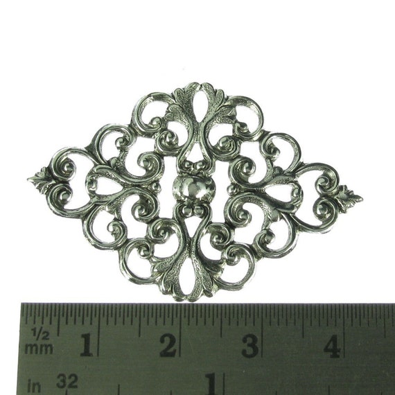 6 Antique Silver Victorian Filigree Jewelry Finding 427