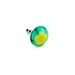 Unisex stud earring - blue green and yellow glass