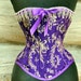 Purple Overbust Corset beautiful Brocade Silk with gold lace accent