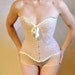 Sample- Ready to Ship- Handmade Lingerie, Womens Corset, Nude Brocade