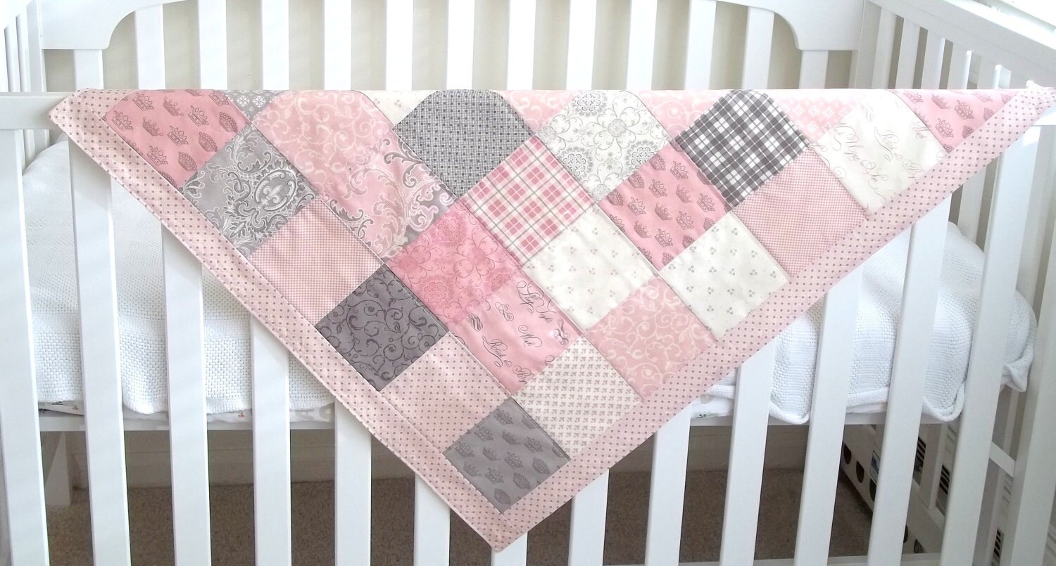 Modern Patchwork Baby Blanket Pink Girl Infant Crib Blanket