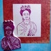 Frida Kahlo hand carved rubber stamp