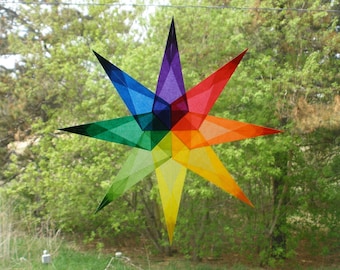 Waldorf Inspired Rainbow Window Star with 8 Sharp Points