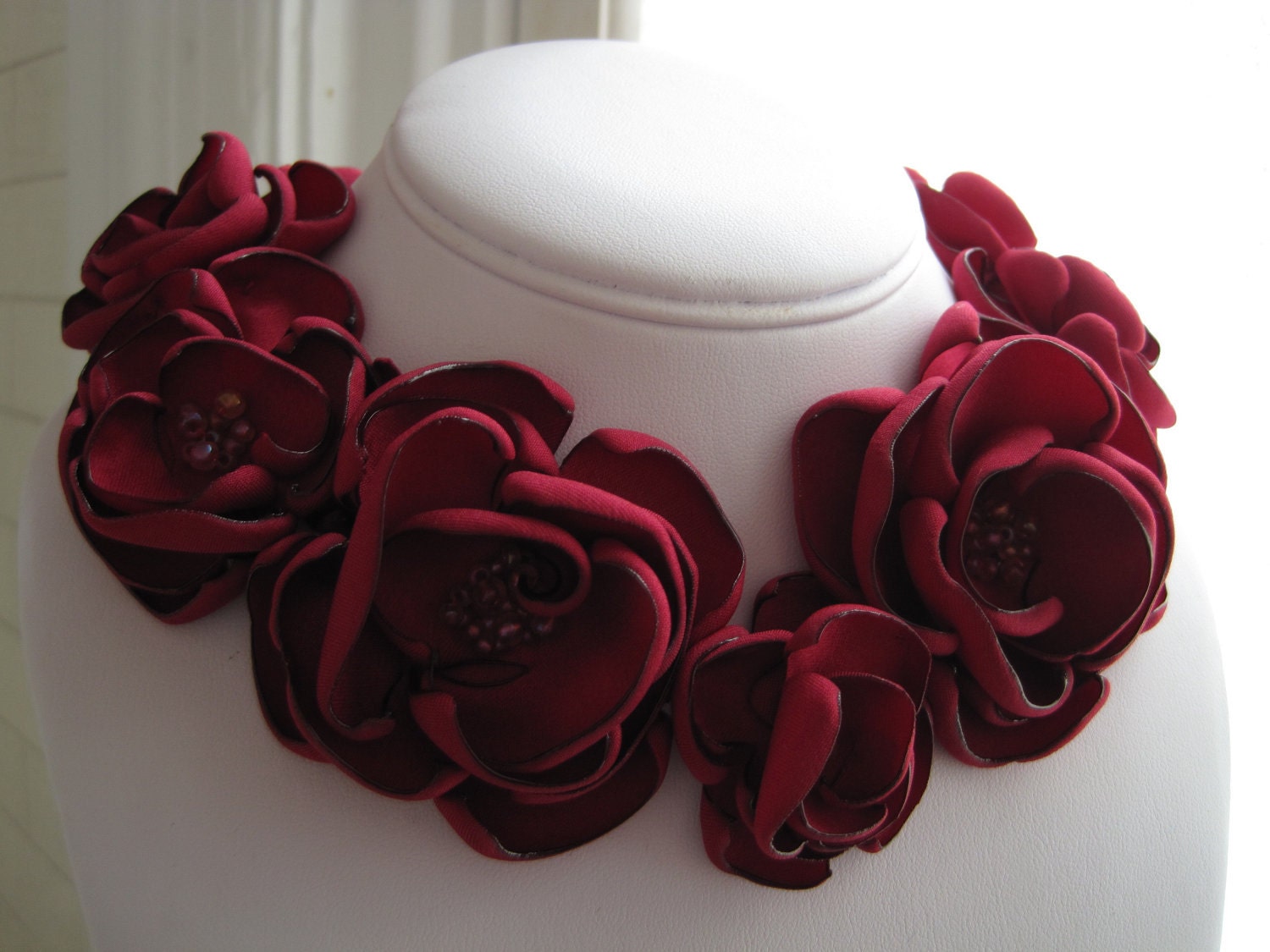 Red flower necklace