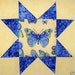 BLUE STAR BUTTERFLY 12 in x 12 in Fabric Quilt Top Block (stk203A)