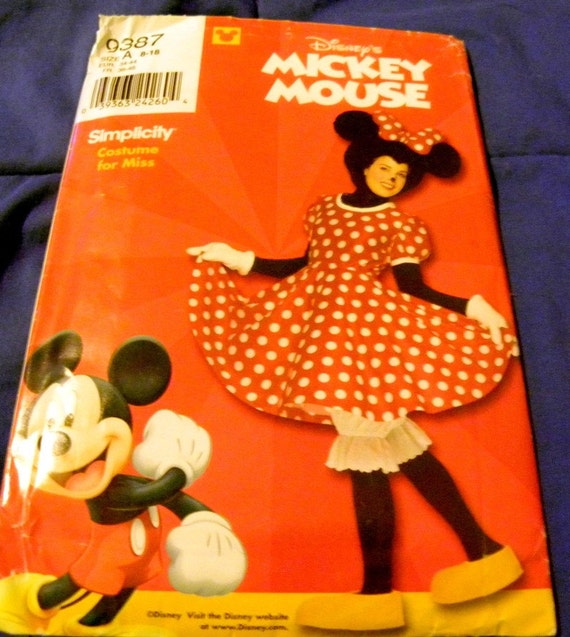 Disney&apos;s Mickey Mouse, Minnie Mouse Costume Pattern 3-8 | Vintage