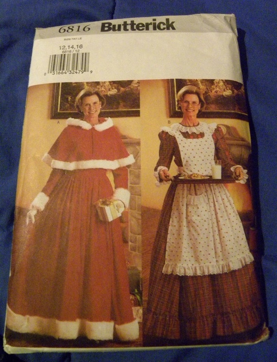 Mrs Claus Costume Pattern Ladies Dress Apron Christmas Sewing