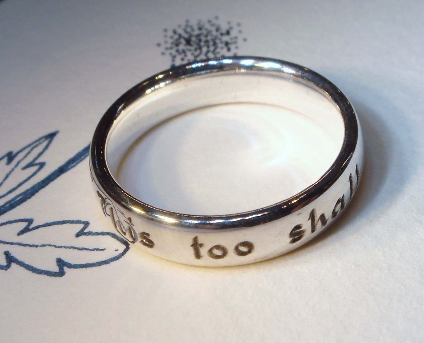 Sterling silver ring engraved This too shall pass size 8 1/2