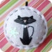 Groovy Christmas Kitty - Felt Ornament in Black and White