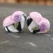 Lampwork beads 968 Hearts Pair (2) Pink, Purple, Black, and White