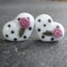 Lampwork beads 406 Hearts Pair (2) Black, White and Pink