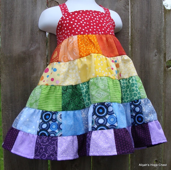 Items similar to Complex Rainbow Dress 12M, 2T, 3T, 4T or 5/6 on Etsy