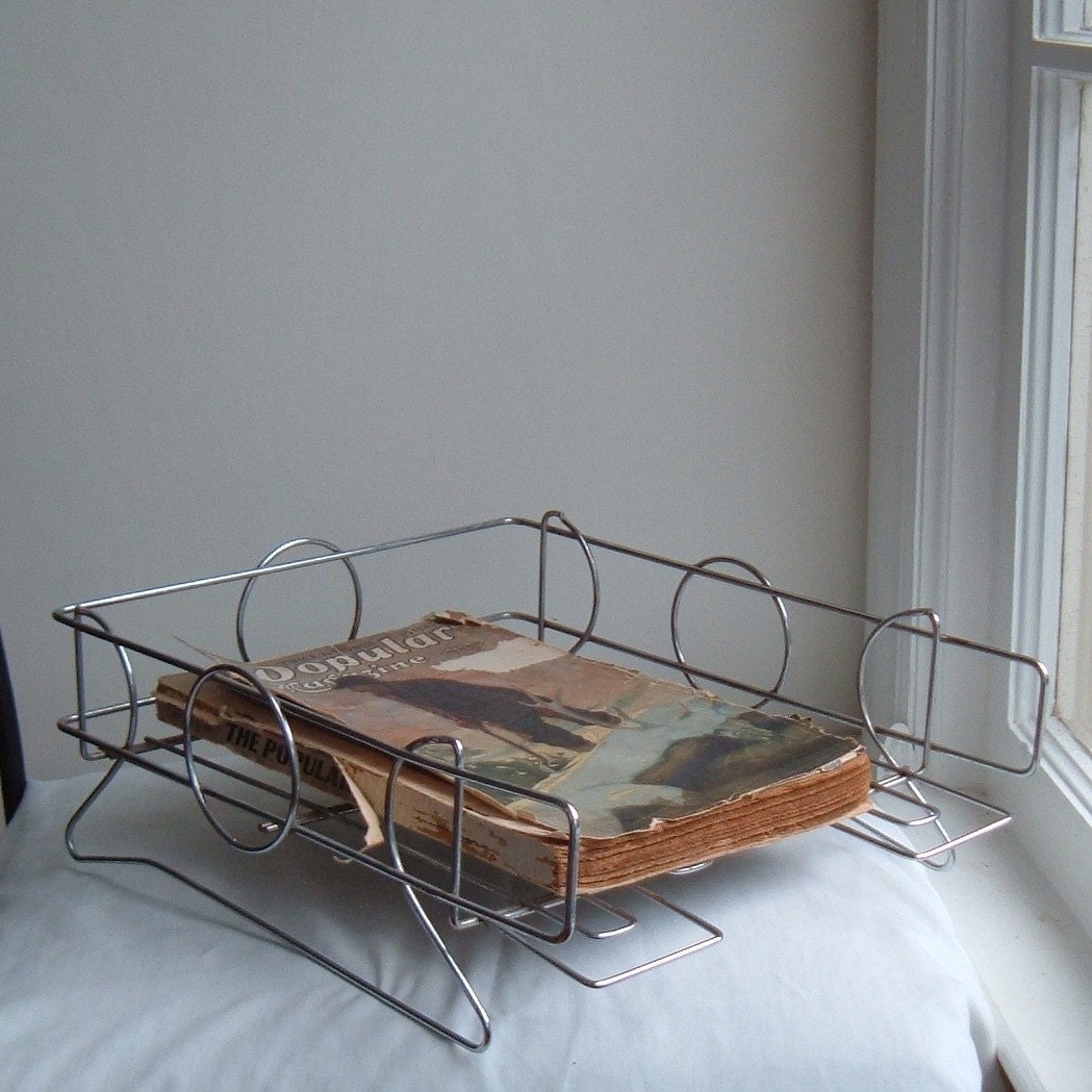 retro metal desk tray...inbox or outbox