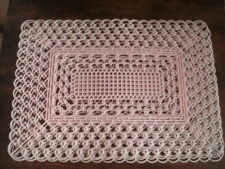 Vintage 50's Pink Plastic Lace Placemats set by bittersweetpunkin