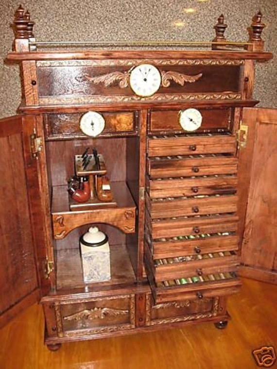 Antique Style Pipe Rack Cigar Humidor Cabinet 500A