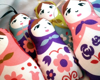 Ornament or Worry Doll - Floral Matryoshka - Set of 7