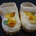 Yellow Flowers Mary Janes 0-3 Months Newborn Reborn Baby Girl Crochet Booties