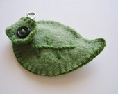 Wool lip balm holder (or USB) made of upcycled sweater, Green leaf