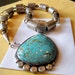 SALE.....Huge Najavo Turquoise Necklace with Stamped Sterling Beads