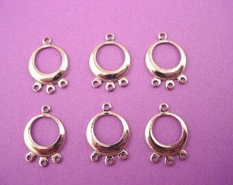 6 silver tone hoops triple chandelier charms 3 loops 14mm