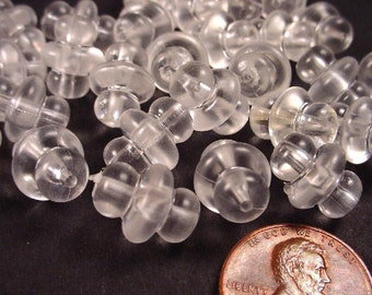30 Vintage Clear Plastic Three Section Beads 13mm