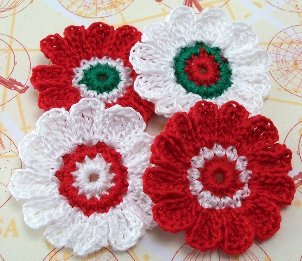 Crocheted Christmas Flower Appliques
