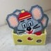 Mouse Design Drink Coasters Set of 4 in a Swiss Cheese Holder - handmade with Plastic Canvas and Yarn