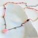 Tribal Pastel Peach Pink & Coral Red Silk Knot Sterling Silver Necklace