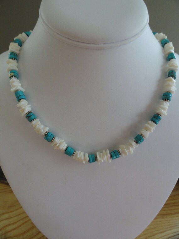 Paua Shell and Turquoise Beaded Necklace Design