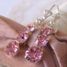 Pink Jewel Earrings, Swarovski crystal, rose rhinestones in silver plate
