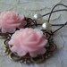 Pink Flower Earrings, victorian Vintage Style