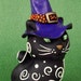 Halloween Black Cat Figurine with Crystal Eyes