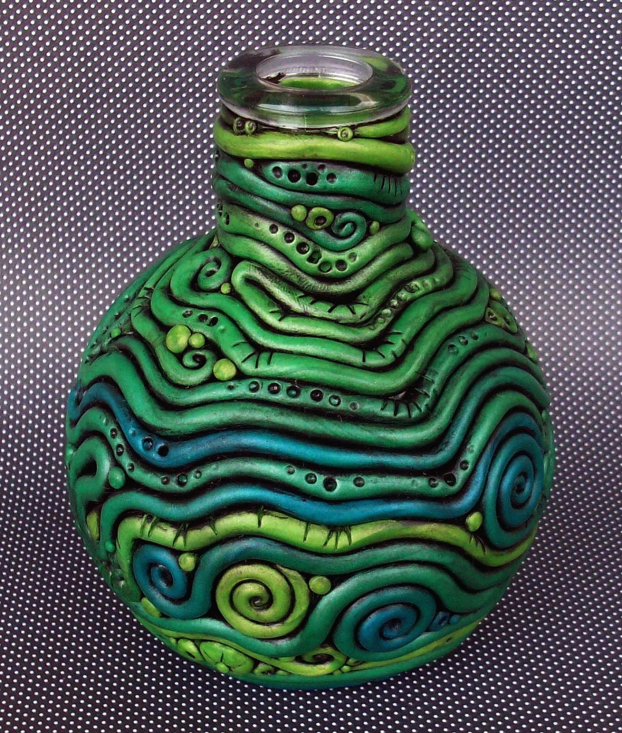 Polymer Clay Bottle Vase Crazy Coils