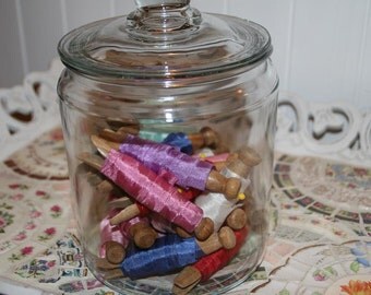 Glass Storage Jar With Lid, Craft Glass Jar,Ribbon Storage Jar, 1/2 Gallon Size