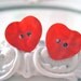 Red Button heart plugs for gauged ears 6mm 2g stretched ears
