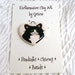 Heart Shape Black & White Fluffy Cat On Charm or Pendant Earthenware Clay