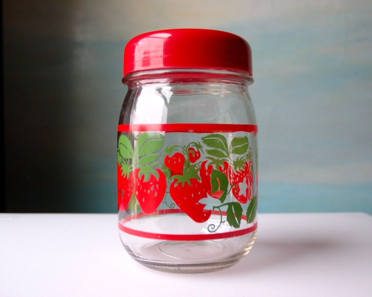 Vintage Strawberry Jar. Glass Food Container