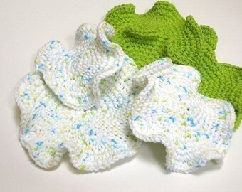 Ruffled Scrubbies in 3 sizes Crochet Pattern PDF EASY - permission to sell what you make