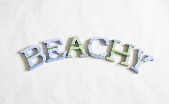 painted wood letters beach theme decor coastal living decor